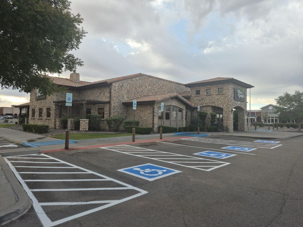 Olive Garden commercial parking lot after striping